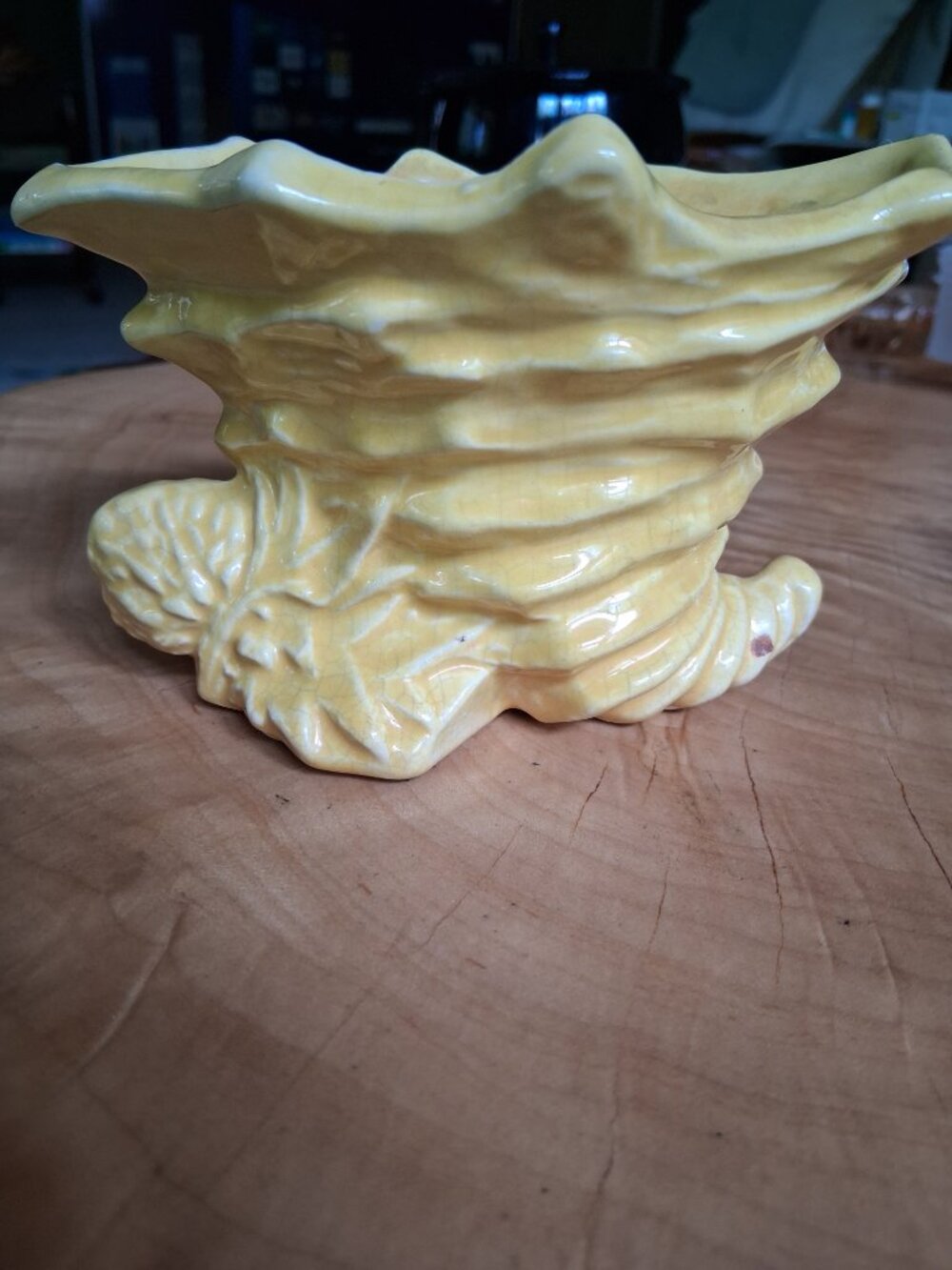 Vintage Bright Yellow Cornucopia Planter • McCoy Style Ceramic • Cottagecor